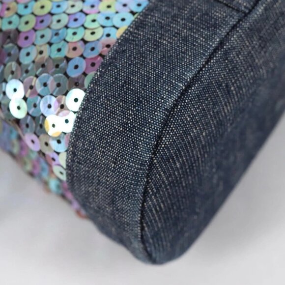 CHANEL Sequin Hand Bag Denim Blue CC Auth 139014V - Picture 4 of 16